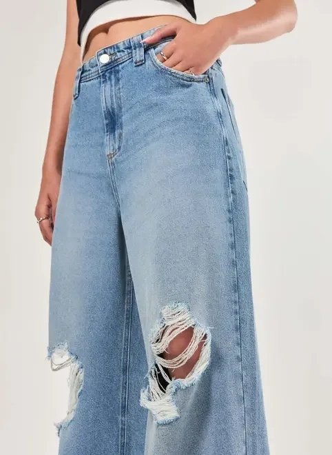 calça jeans super wide leg rasgos calça jeans super wide leg rasgos