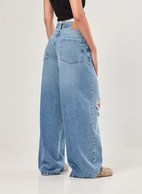 calça jeans super wide leg rasgos calça jeans super wide leg rasgos