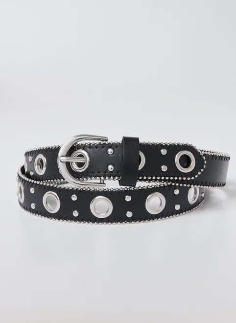 cinto preto em poliuretano com ilhoses cinto preto em poliuretano com ilhoses