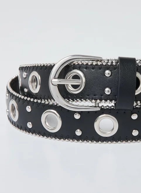 cinto preto em poliuretano com ilhoses cinto preto em poliuretano com ilhoses