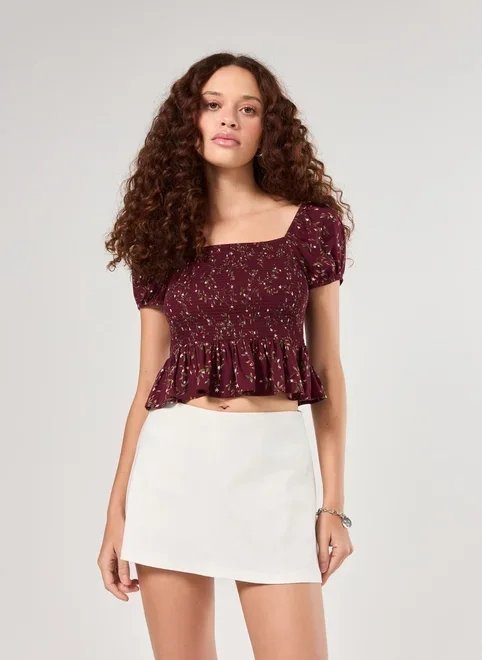 blusa lastex estampada bordô blusa lastex estampada bordô