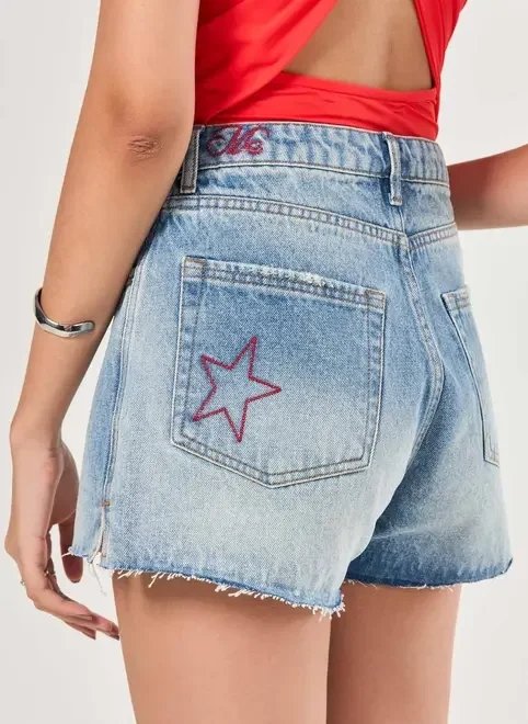 short jeans bordado estrela short jeans bordado estrela