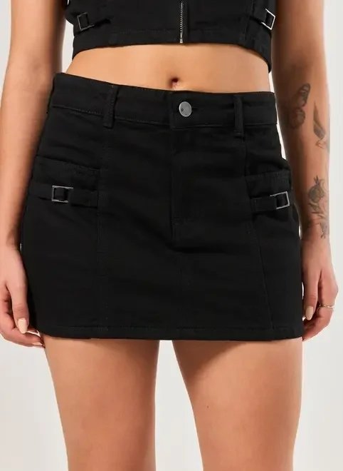 saia sarja preta fivelas saia sarja preta fivelas