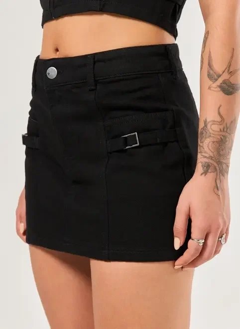 saia sarja preta fivelas saia sarja preta fivelas