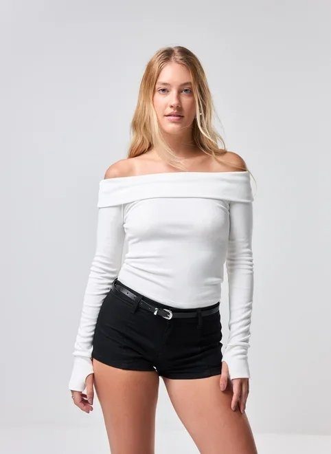 blusa ombro a ombro manga longa pala virada blusa ombro a ombro manga longa pala virada