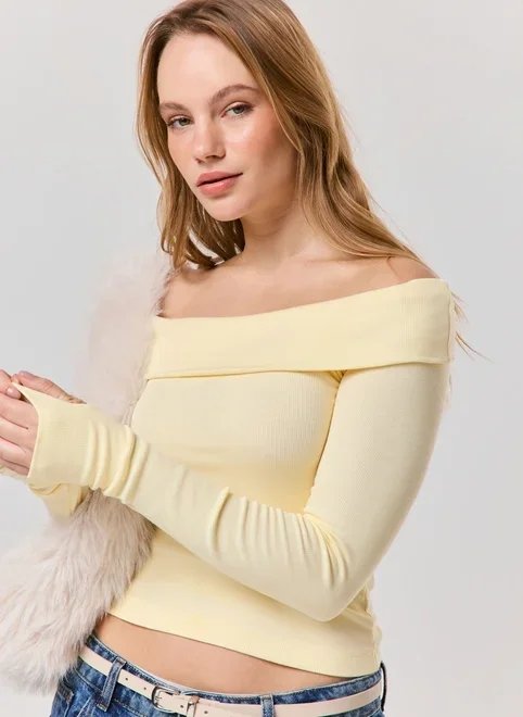 blusa ombro a ombro manga longa pala virada blusa ombro a ombro manga longa pala virada