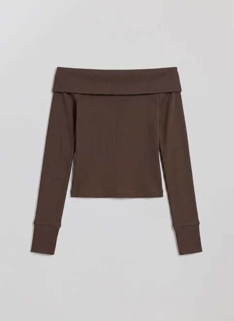 blusa ombro a ombro manga longa pala virada blusa ombro a ombro manga longa pala virada