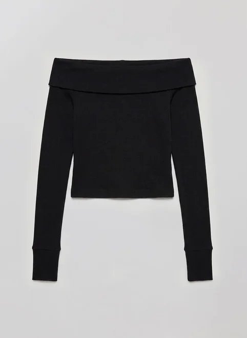 blusa ombro a ombro manga longa pala virada blusa ombro a ombro manga longa pala virada