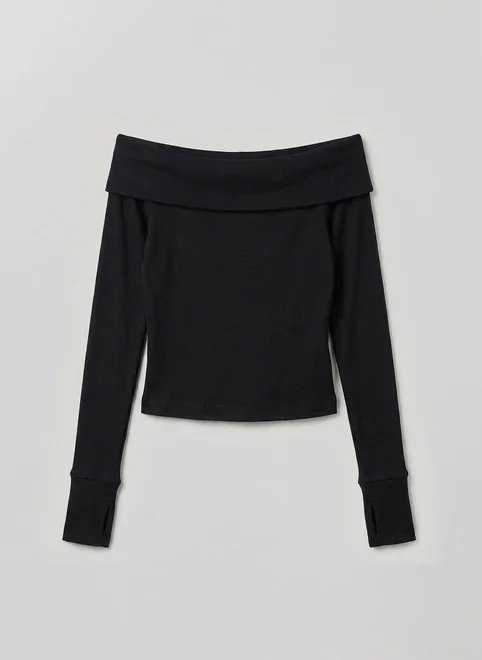 blusa ombro a ombro manga longa pala virada blusa ombro a ombro manga longa pala virada