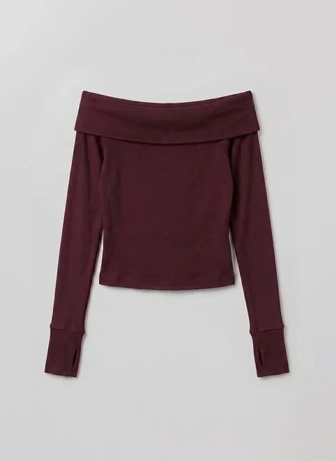 blusa ombro a ombro manga longa pala virada blusa ombro a ombro manga longa pala virada