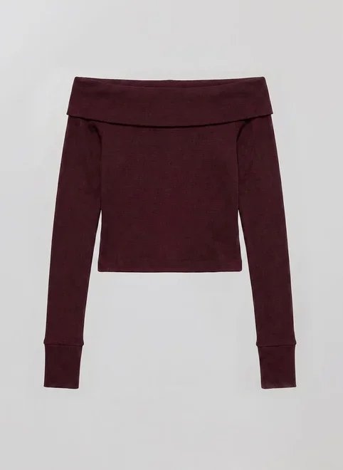 blusa ombro a ombro manga longa pala virada blusa ombro a ombro manga longa pala virada