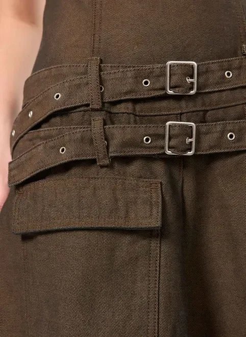 vestido sarja marrom cintos vestido sarja marrom cintos