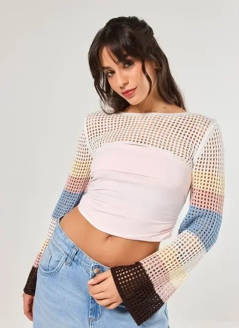 super cropped tricô listras super cropped tricô listras