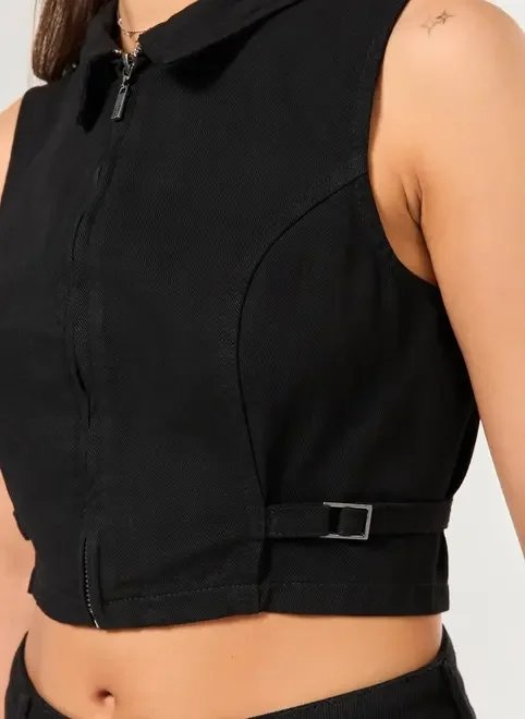 colete preto sarja fivelas colete preto sarja fivelas