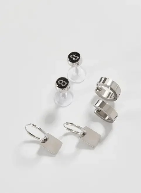 conjunto 3 brincos prateados pequenos conjunto 3 brincos prateados pequenos