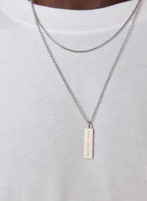 conjunto 2 colares prateados going out conjunto 2 colares prateados going out