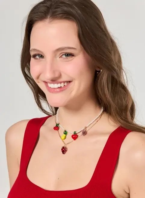 conjunto 2 colares dourados frutinhas conjunto 2 colares dourados frutinhas