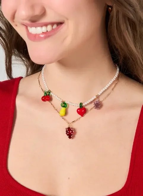 conjunto 2 colares dourados frutinhas conjunto 2 colares dourados frutinhas