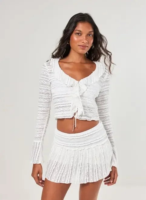 blusa manga longa renda e babados blusa manga longa renda e babados