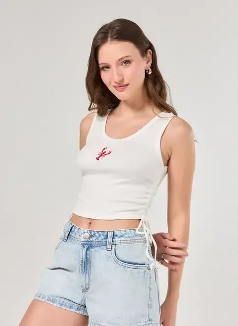 regata regulável bordado lagosta regata regulável bordado lagosta