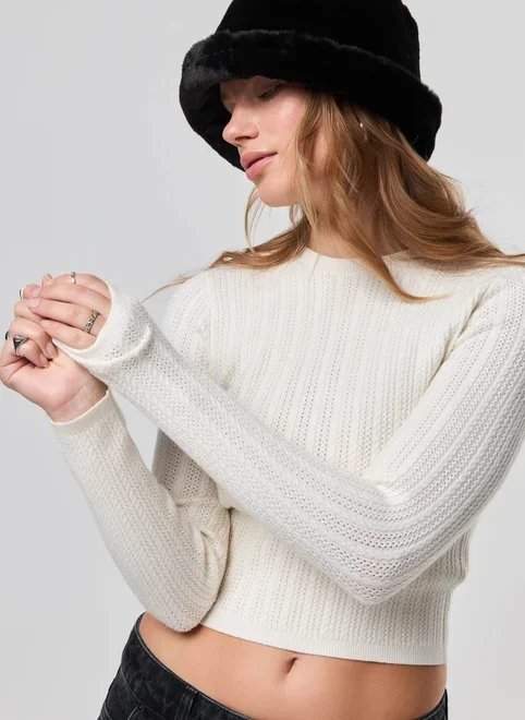 blusa canelada tricô manga longa blusa canelada tricô manga longa