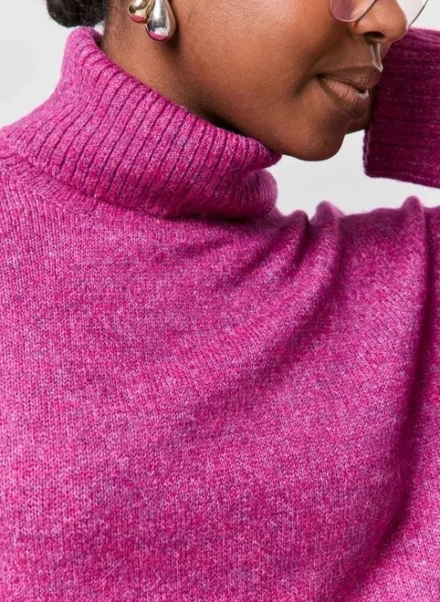 blusa de tricô gola alta rosa blusa de tricô gola alta rosa