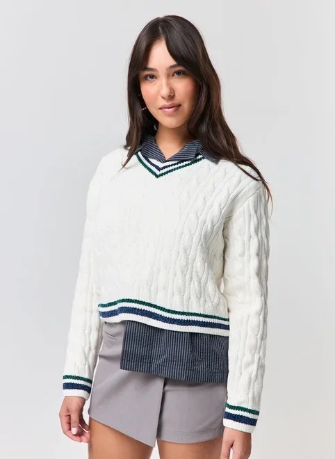blusa manga longa retilínea college blusa manga longa retilínea college