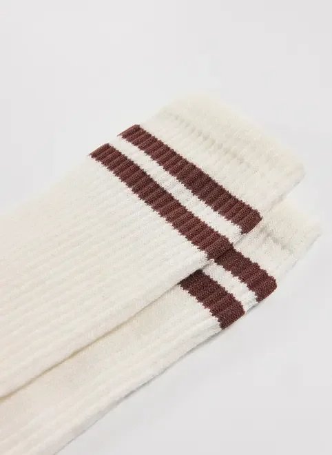 meia off-white listras marrom meia off-white listras marrom