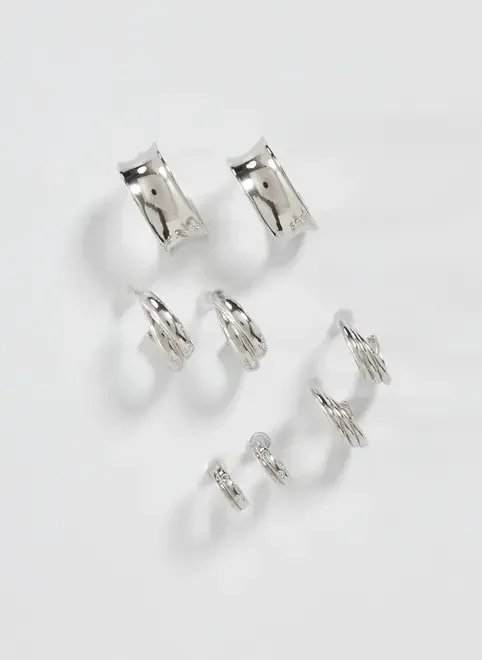 conjunto 4 brincos de argola prateadas conjunto 4 brincos de argola prateadas