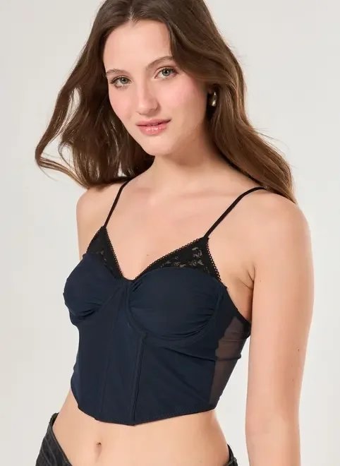 corselet marinho tule e renda corselet marinho tule e renda