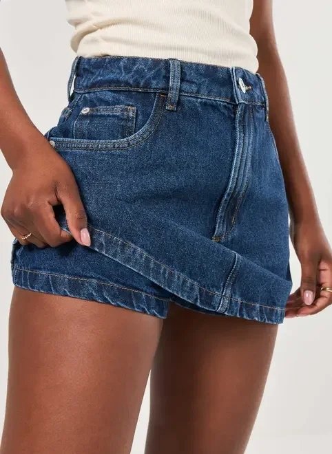 short saia jeans básico cintura alta short saia jeans básico cintura alta