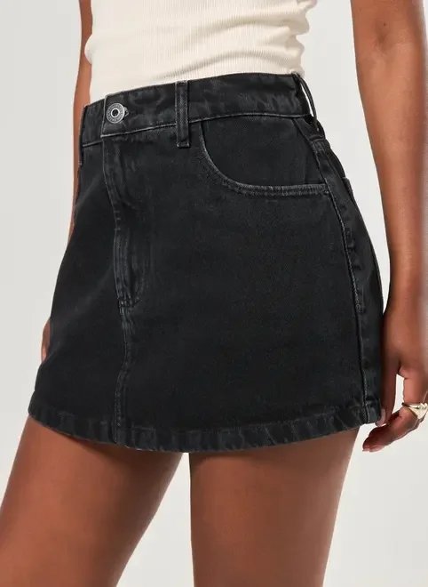 short saia jeans básico cintura alta short saia jeans básico cintura alta