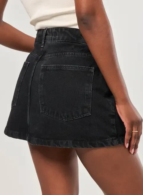 short saia jeans básico cintura alta short saia jeans básico cintura alta