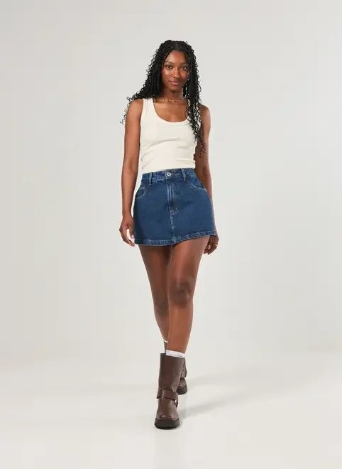 short saia jeans básico cintura alta short saia jeans básico cintura alta