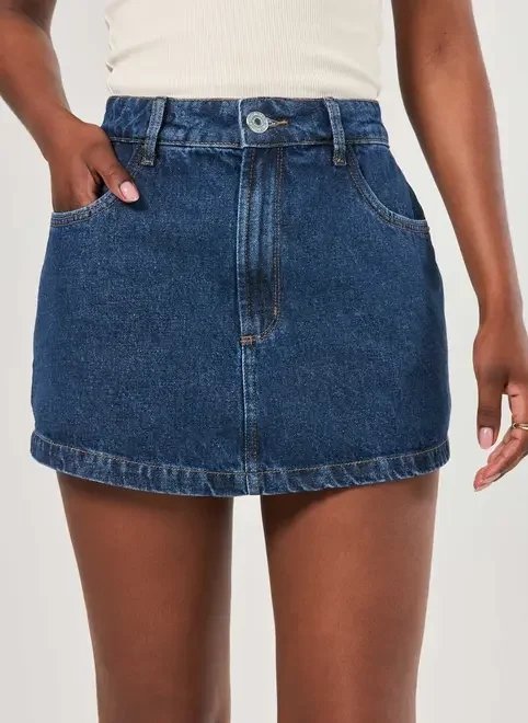 short saia jeans básico cintura alta short saia jeans básico cintura alta
