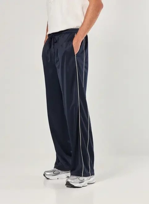 calça reta esportiva azul-marinho calça reta esportiva azul-marinho