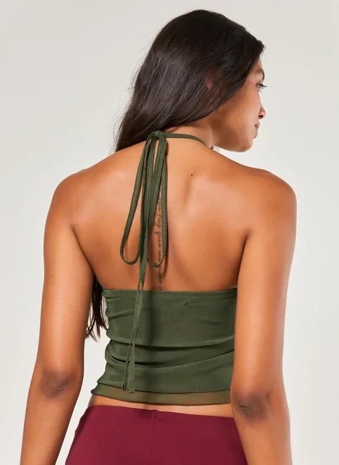 blusa tule verde amarração pescoço blusa tule verde amarração pescoço
