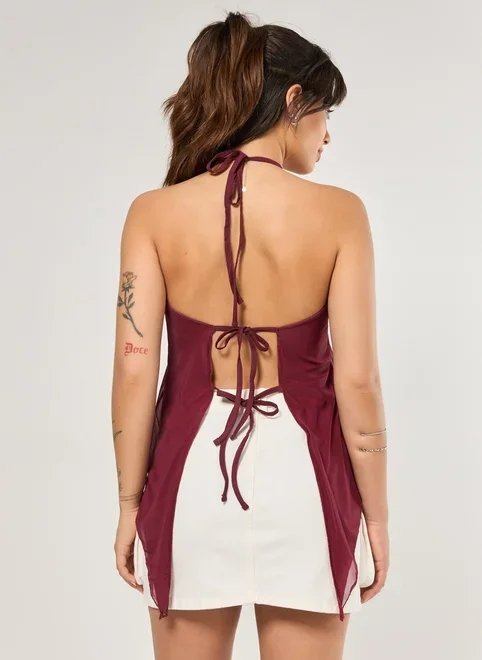 blusa tule halter amarração blusa tule halter amarração