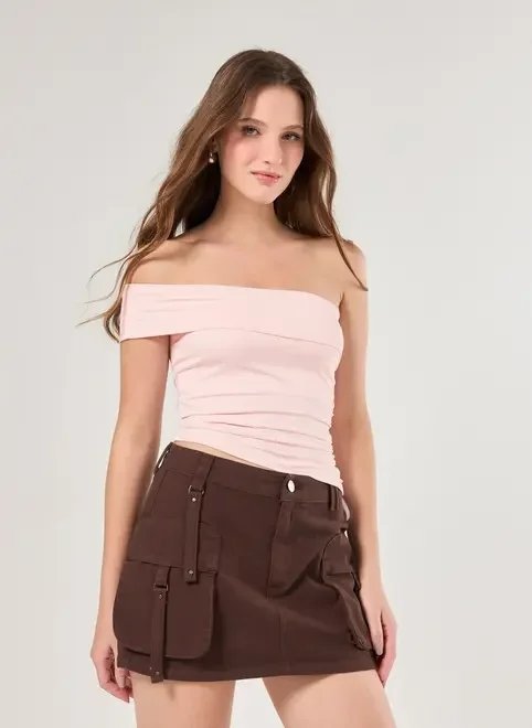 blusa poliamida ombro único blusa poliamida ombro único