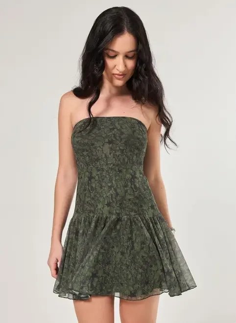 vestido curto sem alças tule camuflado vestido curto sem alças tule camuflado