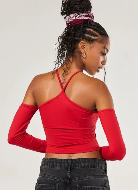 blusa poliamida vermelha ombros de fora blusa poliamida vermelha ombros de fora