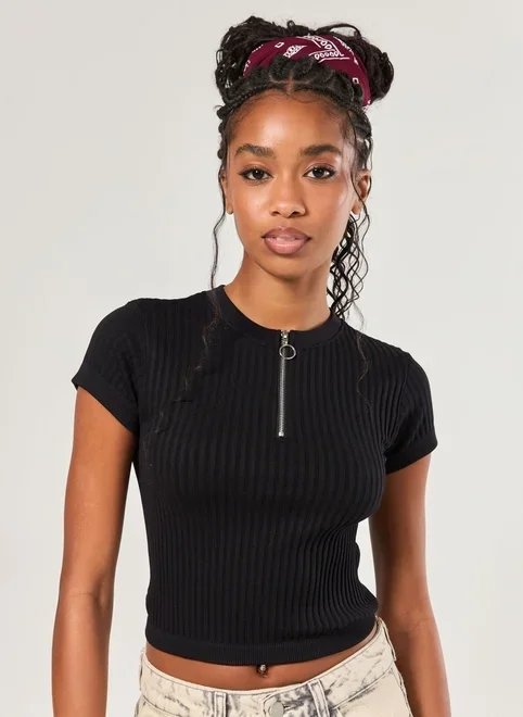 cropped seamless half zíper cropped seamless half zíper