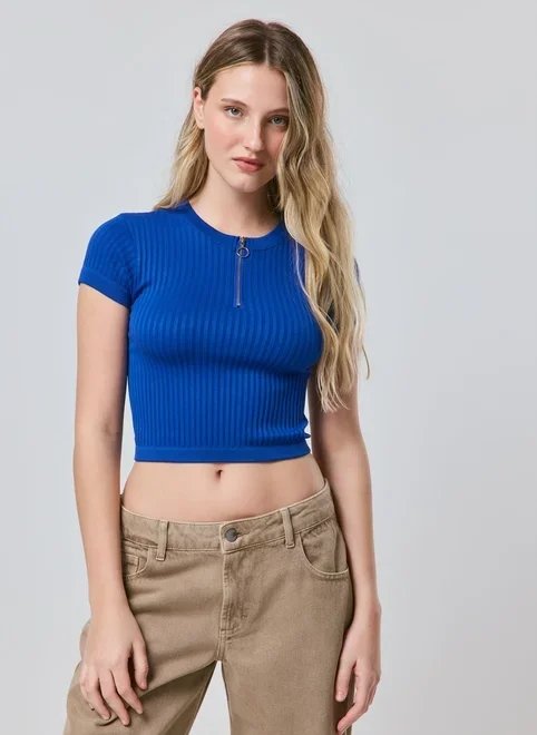 cropped seamless half zíper cropped seamless half zíper
