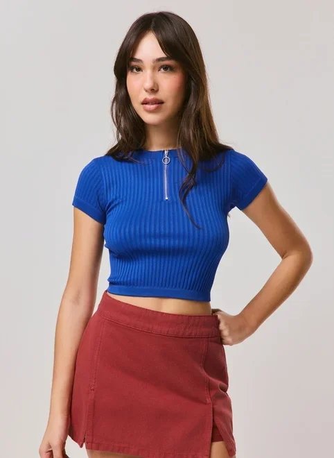 cropped seamless half zíper cropped seamless half zíper