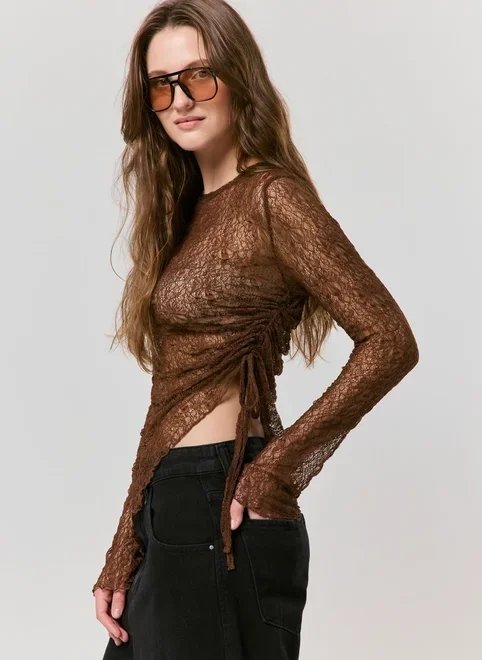 blusa renda manga longa franzido blusa renda manga longa franzido