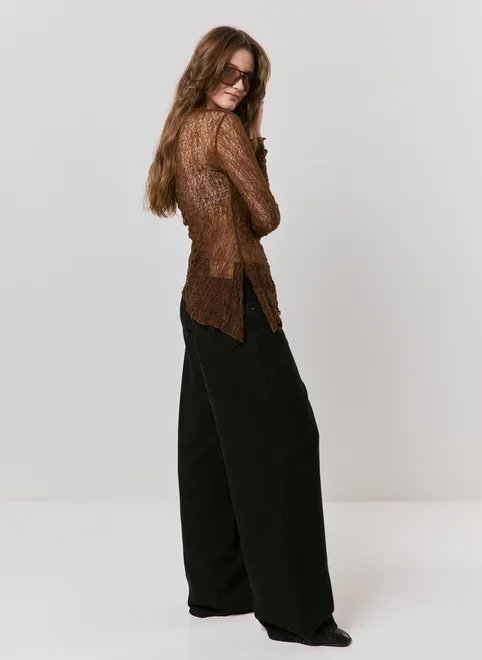 blusa renda manga longa franzido blusa renda manga longa franzido