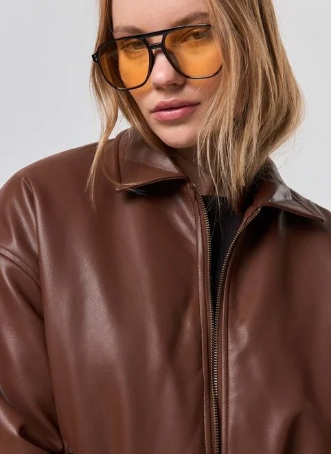 jaqueta poliuretano bomber marrom jaqueta poliuretano bomber marrom