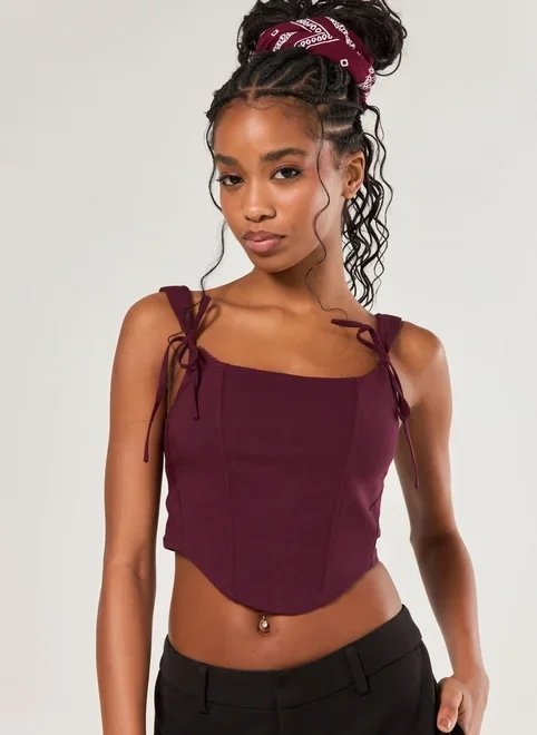 cropped corselet bordô laços cropped corselet bordô laços