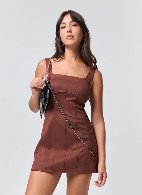 vestido curto suede vestido curto suede