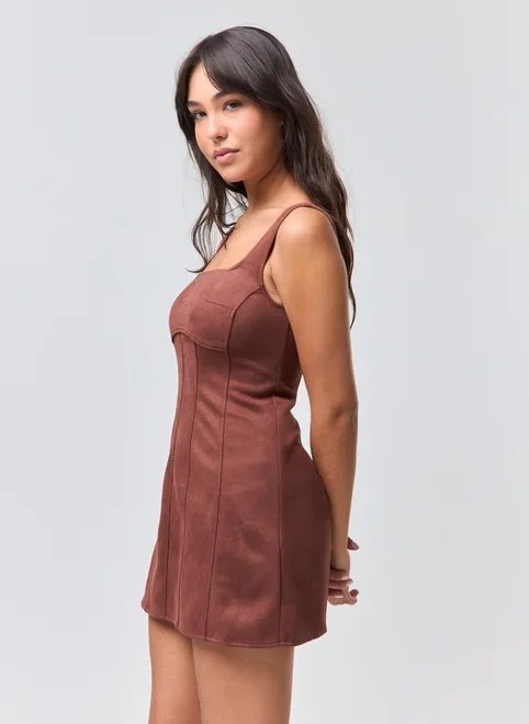 vestido curto suede vestido curto suede